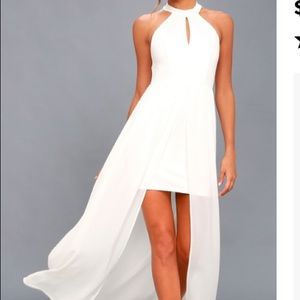 LULUS MY BELOVED WHITE LACE MAXI DRESS